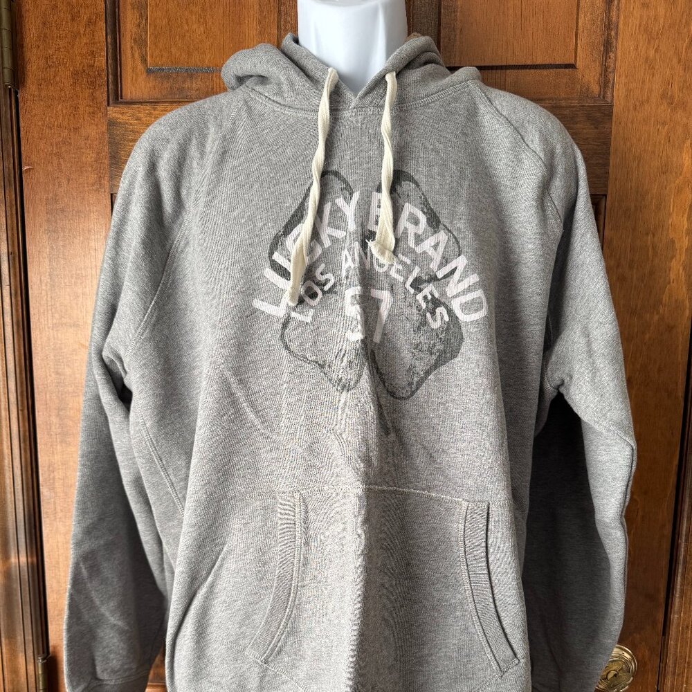 Lucky Brand Gray Hoodie Sweatshirt w/4-Leaf Clover Logo XX-Large